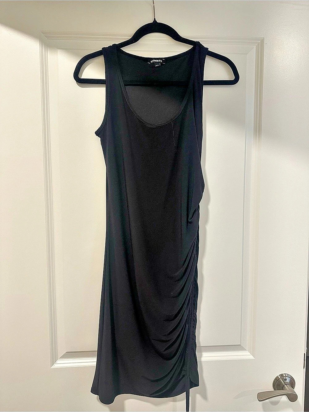 Express Ruched Tank Dress With Side Ties Midi Black Small